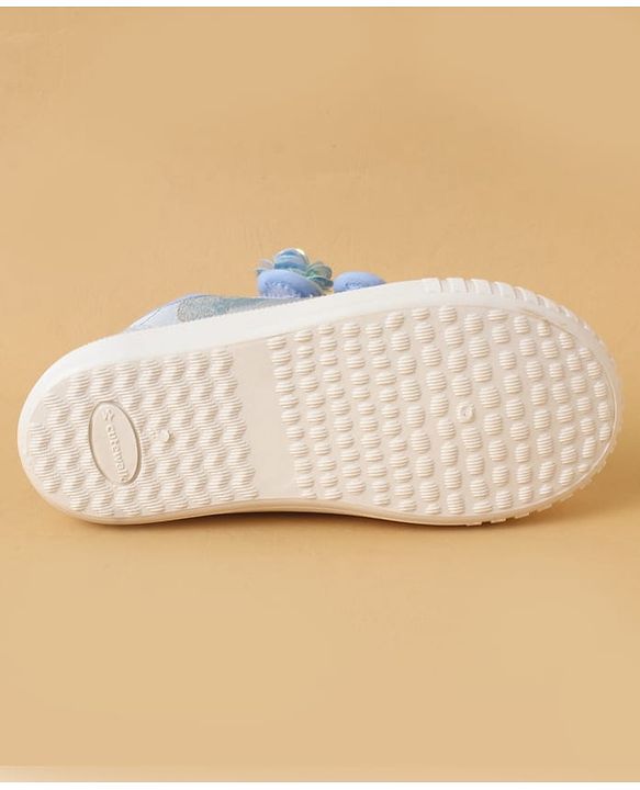 Cute Walk by Babyhug Casual Shoes with Velcro Closure And Sequin Flower Design - Blue