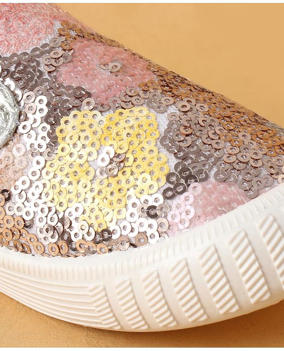 Cute Walk by Babyhug Casual Shoes With Sequin Detailing - Golden