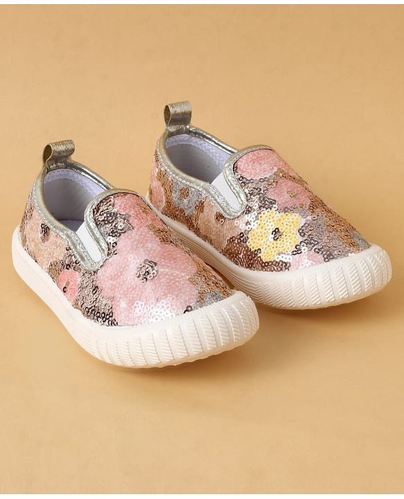 Cute Walk by Babyhug Casual Shoes With Sequin Detailing - Golden