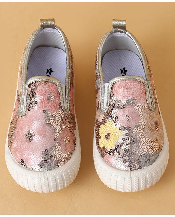 Cute Walk by Babyhug Casual Shoes With Sequin Detailing - Golden