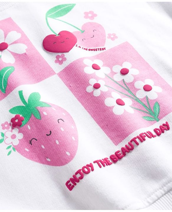 Babyhug Cotton Knit Full Sleeves Sweatshirt with Tropical Theme Print - White