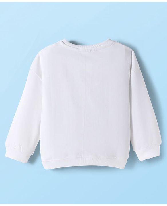 Babyhug Cotton Knit Full Sleeves Sweatshirt with Tropical Theme Print - White