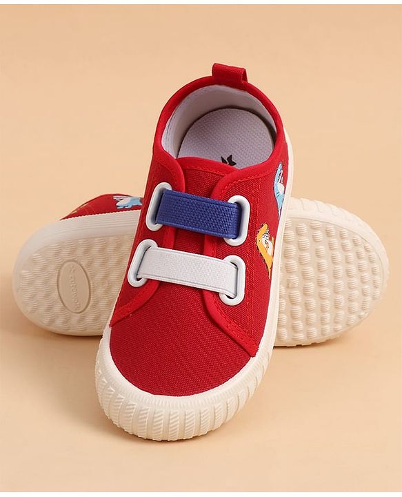 Cute Walk by Babyhug Slip On Casual Shoes With Dino Print - Red