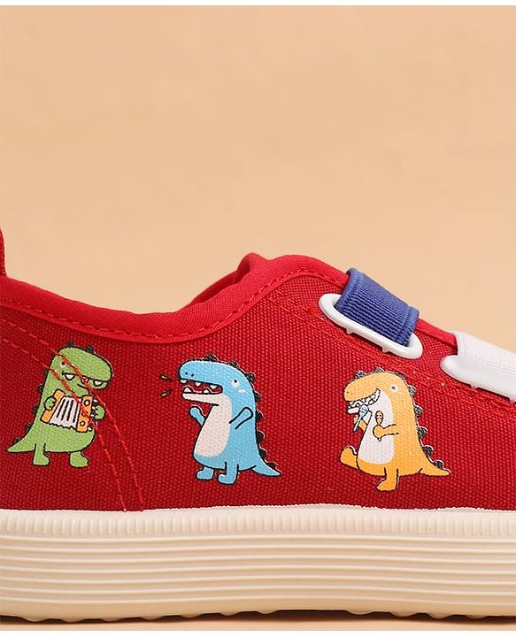 Cute Walk by Babyhug Slip On Casual Shoes With Dino Print - Red