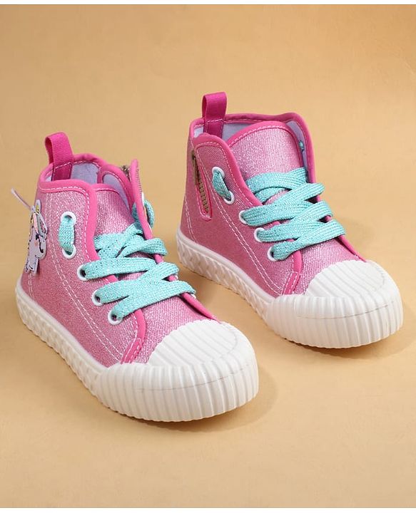 Cute Walk by Babyhug Casual Shoes with Zip Closure & Unicorn Applique - Pink