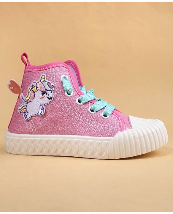 Cute Walk by Babyhug Casual Shoes with Zip Closure & Unicorn Applique - Pink