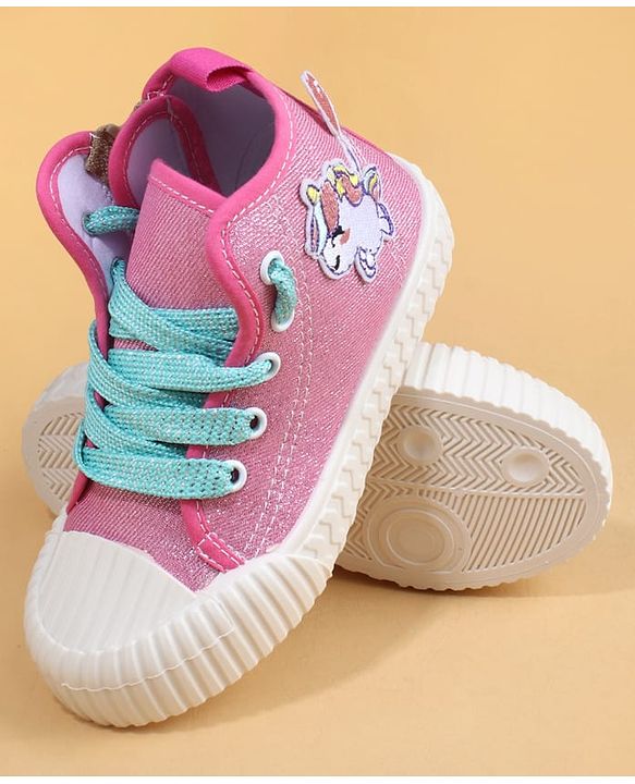 Cute Walk by Babyhug Casual Shoes with Zip Closure & Unicorn Applique - Pink