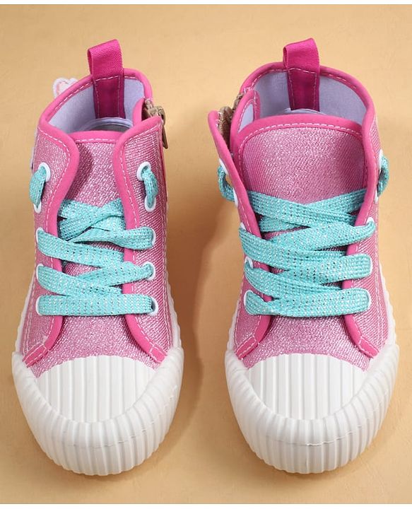 Cute Walk by Babyhug Casual Shoes with Zip Closure & Unicorn Applique - Pink