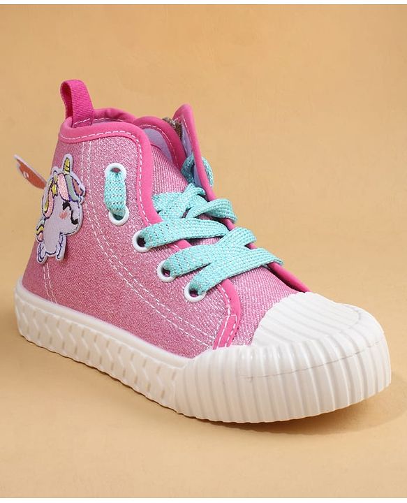Cute Walk by Babyhug Casual Shoes with Zip Closure & Unicorn Applique - Pink