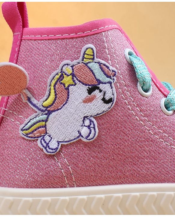 Cute Walk by Babyhug Casual Shoes with Zip Closure & Unicorn Applique - Pink