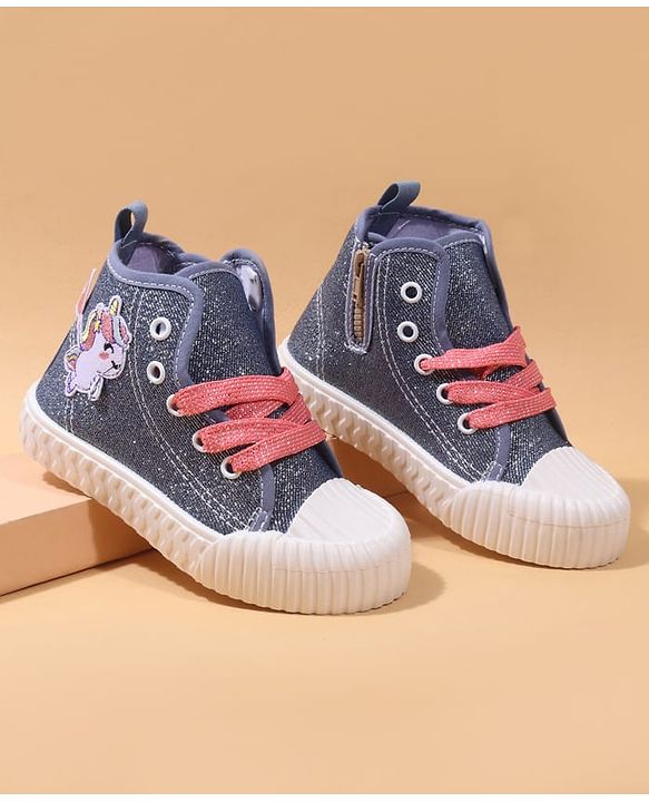 Cute Walk by Babyhug Casual Shoes with Zip Closure & Unicorn Applique - Pink
