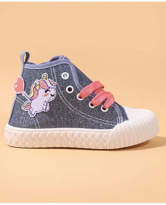 Cute Walk by Babyhug Casual Shoes with Zip Closure & Unicorn Applique - Pink