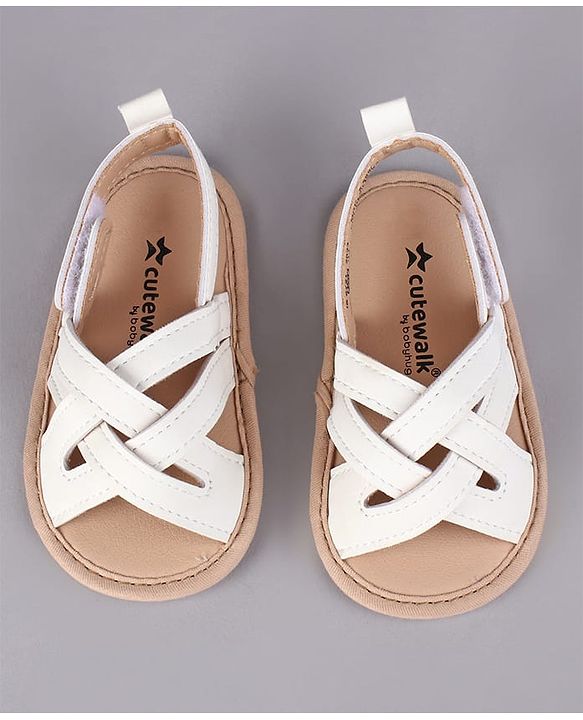 Cute Walk by Babyhug Booties with Velcro Closure - White