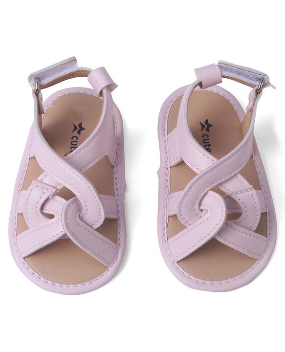 Cute Walk by Babyhug Velcro Closure Striped Booties - Pink