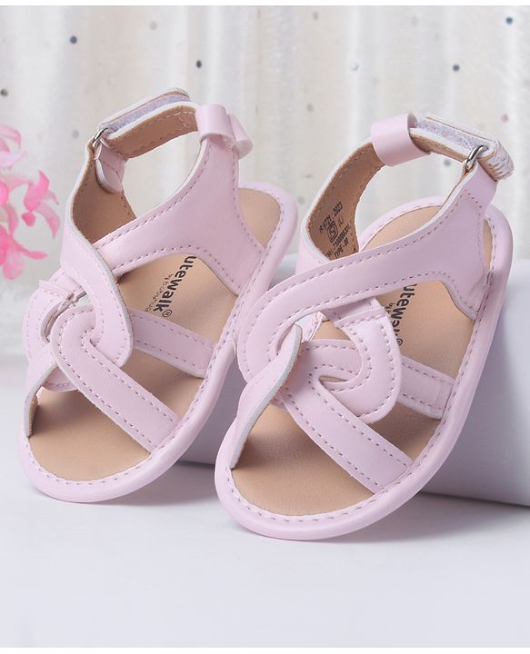 Cute Walk by Babyhug Velcro Closure Striped Booties - Pink