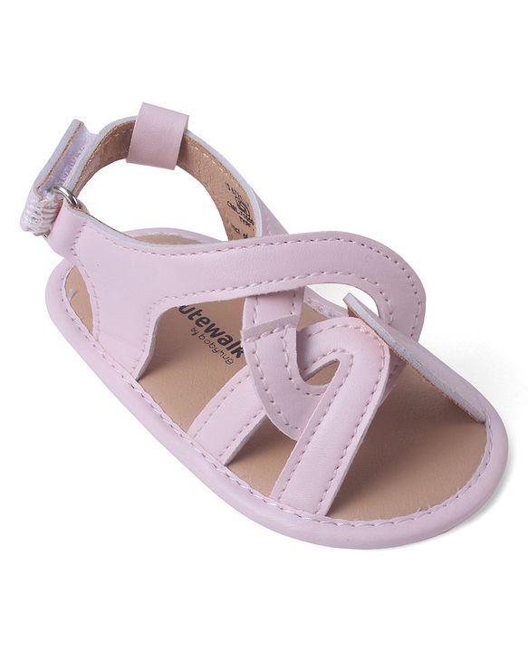 Cute Walk by Babyhug Velcro Closure Striped Booties - Pink