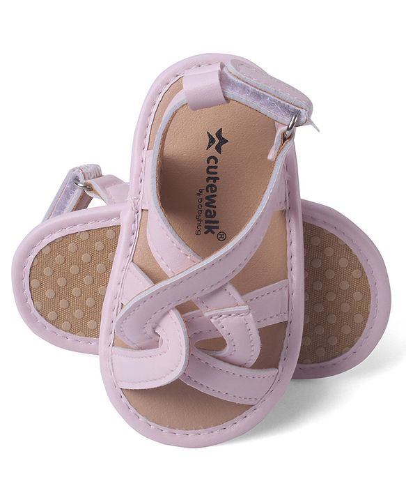 Cute Walk by Babyhug Velcro Closure Striped Booties - Pink