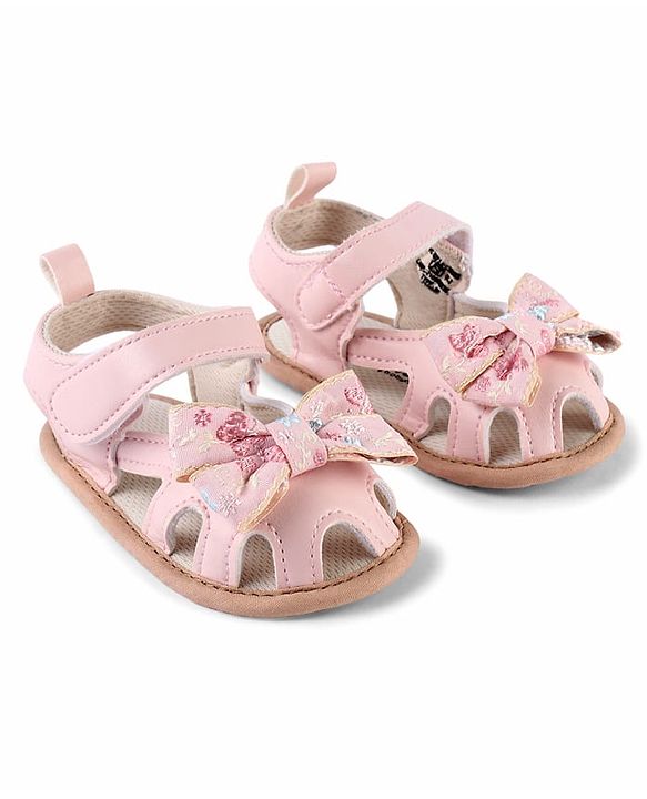 Cute Walk by Babyhug Booties With Floral Embroidery - Pink