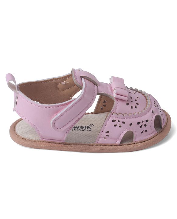 Cute Walk by Babyhug Velcro Closure Solid Booties - Pink