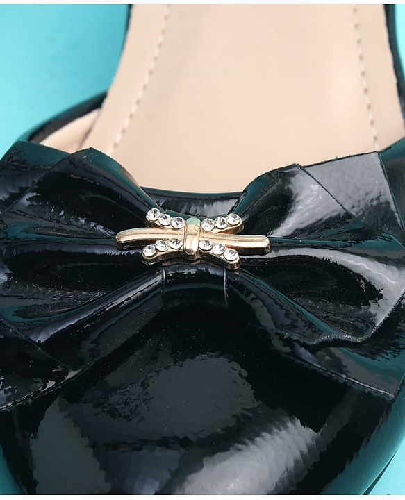 Pine Kids Slip On Ballerinas with Bow Applique - Black