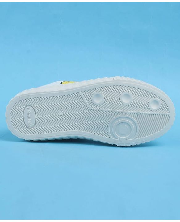 Pine Kids Lace Up Casual Shoes With Smiley Print - White