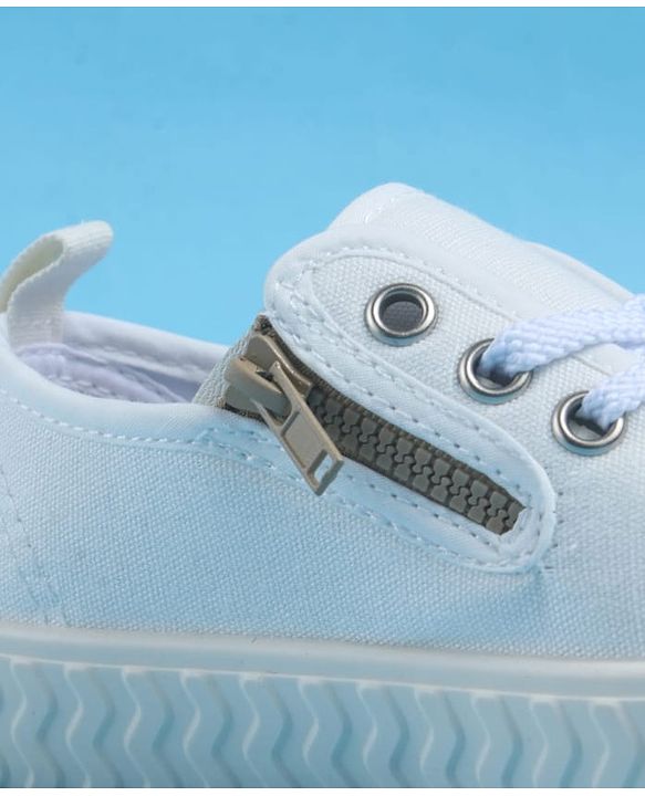 Pine Kids Lace Up Casual Shoes With Smiley Print - White