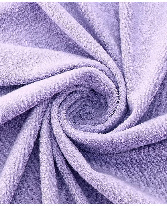 Babyhug Cotton Knit Hooded Wrapper With Ear Applique L 82 x B 77 cm - Lavender