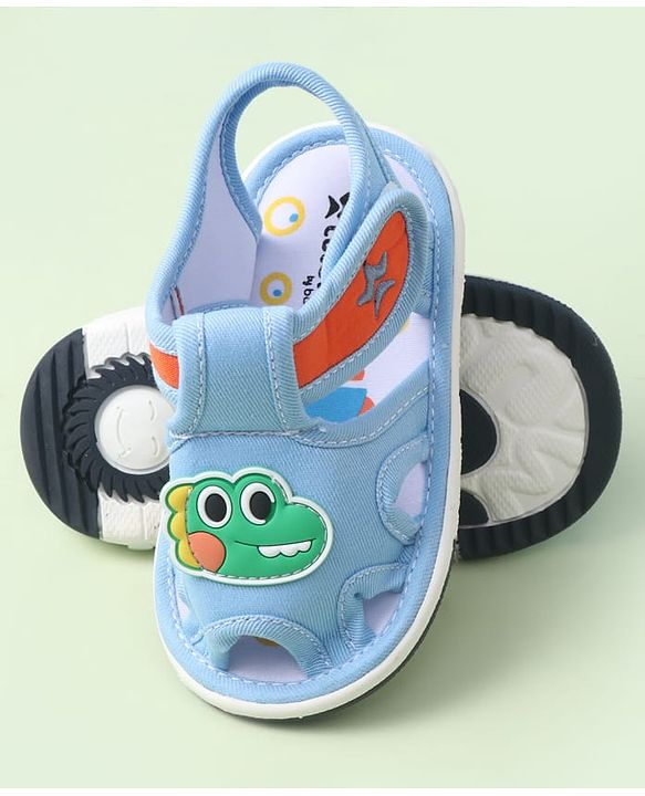 Cute Walk by Babyhug Sandals With Velcro Closure & Dino Applique - Navy Blue