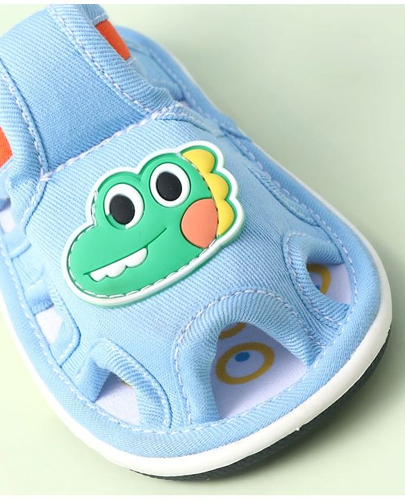 Cute Walk by Babyhug Sandals With Velcro Closure & Dino Applique - Navy Blue