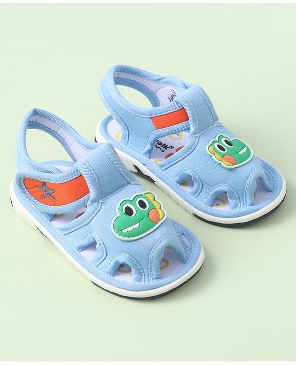 Cute Walk by Babyhug Sandals With Velcro Closure & Dino Applique - Navy Blue