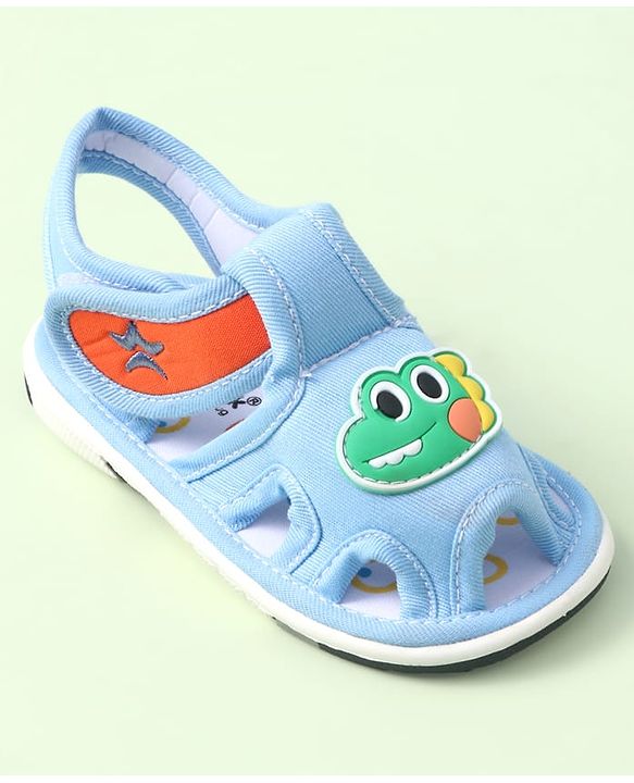 Cute Walk by Babyhug Sandals With Velcro Closure & Dino Applique - Navy Blue