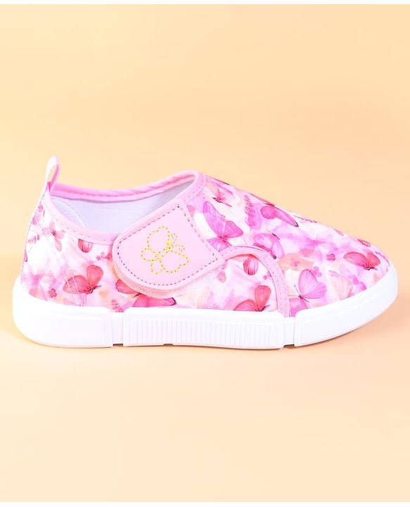 Cute Walk by Babyhug Velcro Closure Casual Shoes With Butterfly Print - Fuchsia
