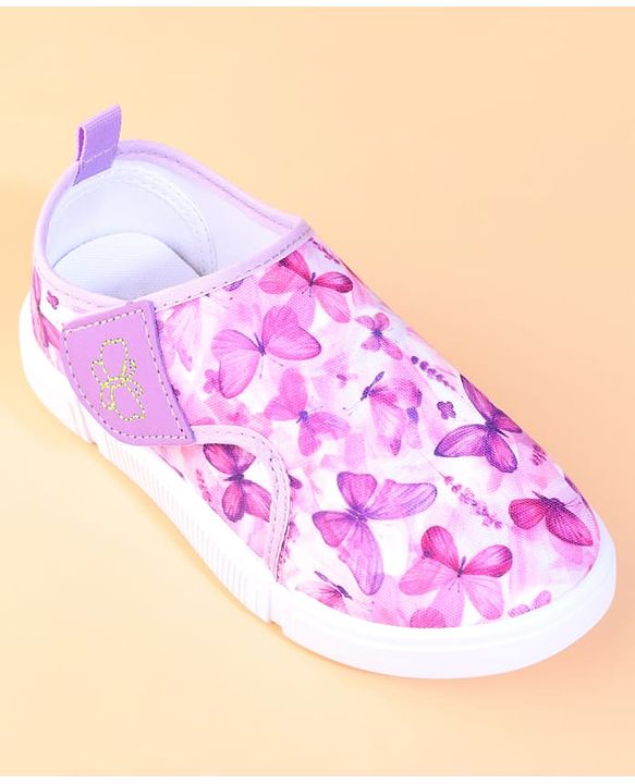 Cute Walk by Babyhug Velcro Closure Casual Shoes With Butterfly Print - Fuchsia