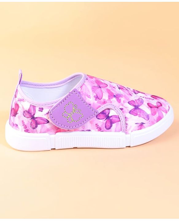 Cute Walk by Babyhug Velcro Closure Casual Shoes With Butterfly Print - Fuchsia
