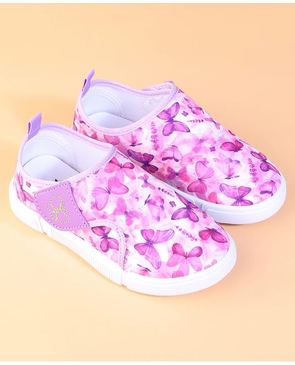 Cute Walk by Babyhug Velcro Closure Casual Shoes With Butterfly Print - Fuchsia