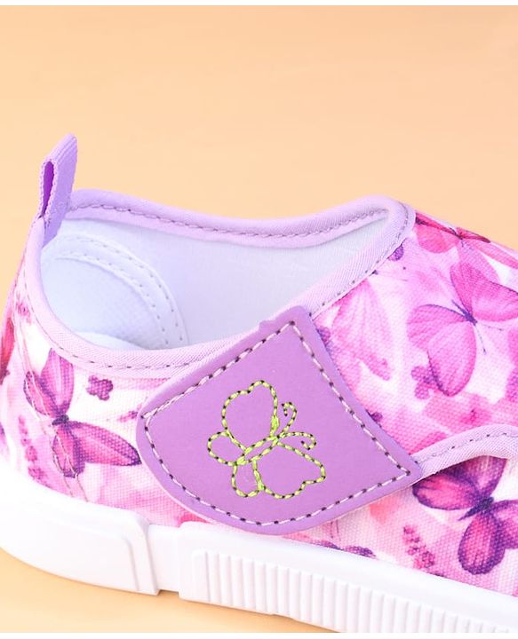 Cute Walk by Babyhug Velcro Closure Casual Shoes With Butterfly Print - Fuchsia