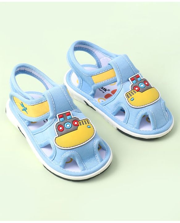 Cute Walk by Babyhug Velcro Closure Sandals with Ship Applique - Light Blue