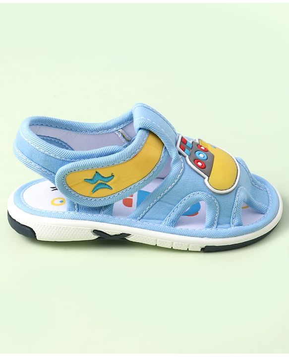 Cute Walk by Babyhug Velcro Closure Sandals with Ship Applique - Light Blue