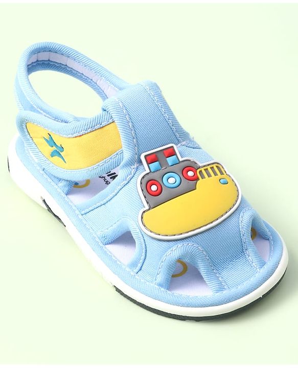 Cute Walk by Babyhug Velcro Closure Sandals with Ship Applique - Light Blue