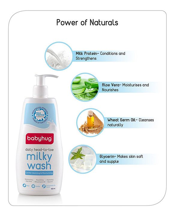 Babyhug Daily Head To Toe Milky Wash & Daily Moisturizing Lotion - 400 ml Each