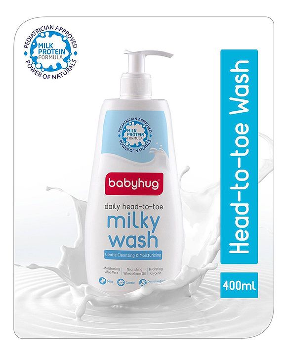 Babyhug Milk Protein Formula Daily Head To Toe Milky Wash No Tear Formula For Newborn Baby 2 In 1 Shampoo & Body Wash - 100 ml