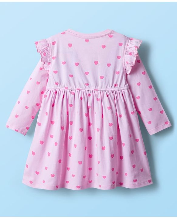 Babyhug Disney Single Jersey Knit Full Sleeves Dresses With Minnie Mouse Graphics Pack of 2 - Pink & White