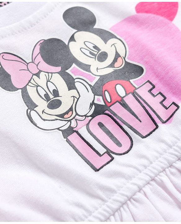 Babyhug Disney Single Jersey Knit Full Sleeves Dresses With Minnie Mouse Graphics Pack of 2 - Pink & White