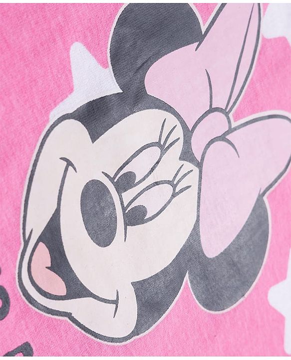 Babyhug Disney Single Jersey Knit Full Sleeves Night Suit With Minnie Mouse Graphics - Pink