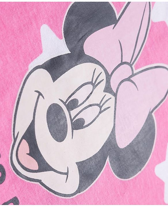 Babyhug Disney Single Jersey Knit Full Sleeves Night Suit With Minnie Mouse Graphics - Pink