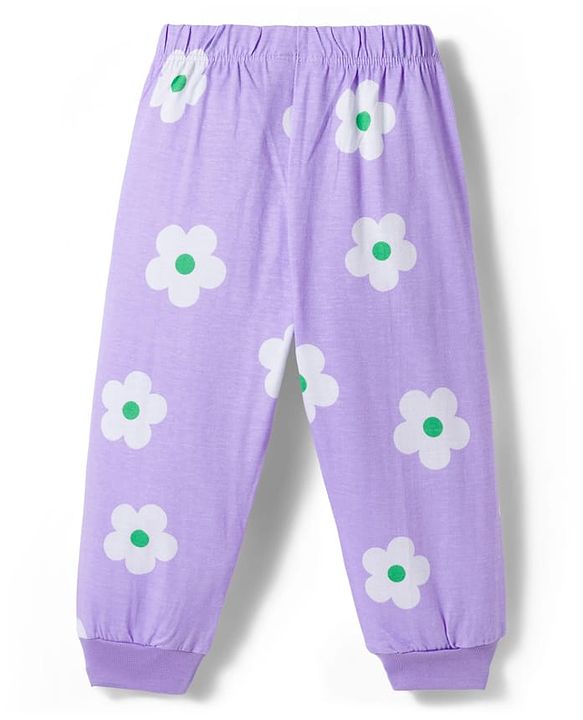 Babyhug Disney Full Sleeves Night Suit With Minnie Mouse Print - Lavender