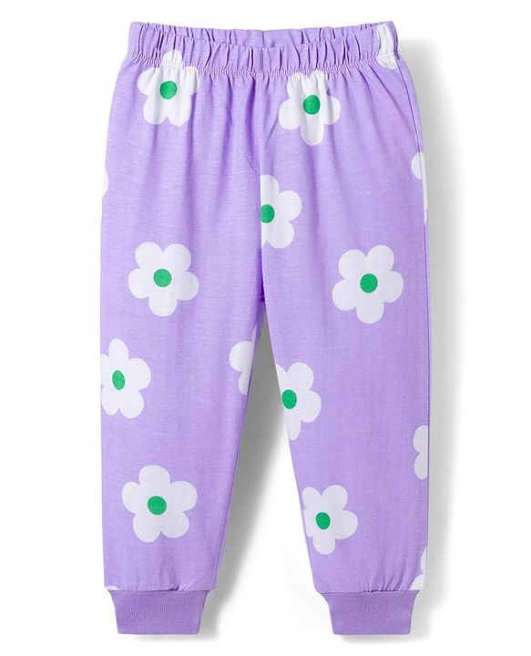 Babyhug Disney Full Sleeves Night Suit With Minnie Mouse Print - Lavender