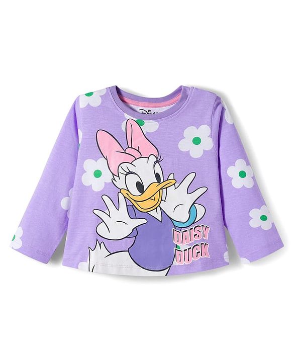 Babyhug Disney Full Sleeves Night Suit With Minnie Mouse Print - Lavender