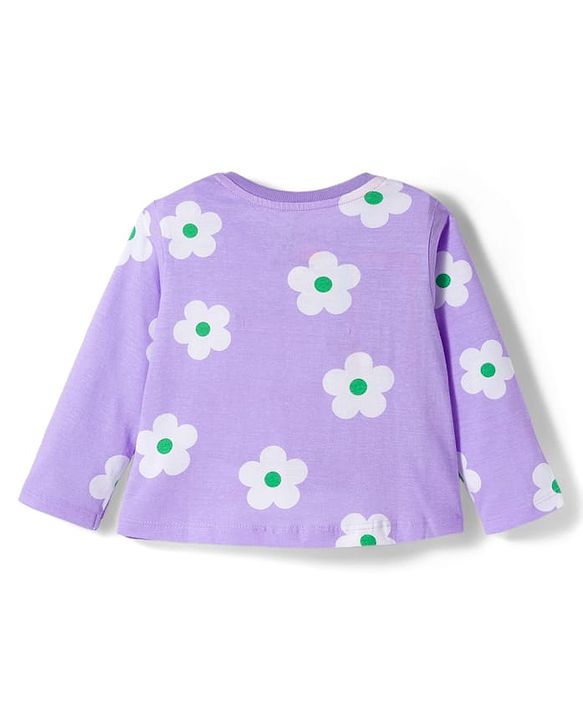 Babyhug Disney Full Sleeves Night Suit With Minnie Mouse Print - Lavender