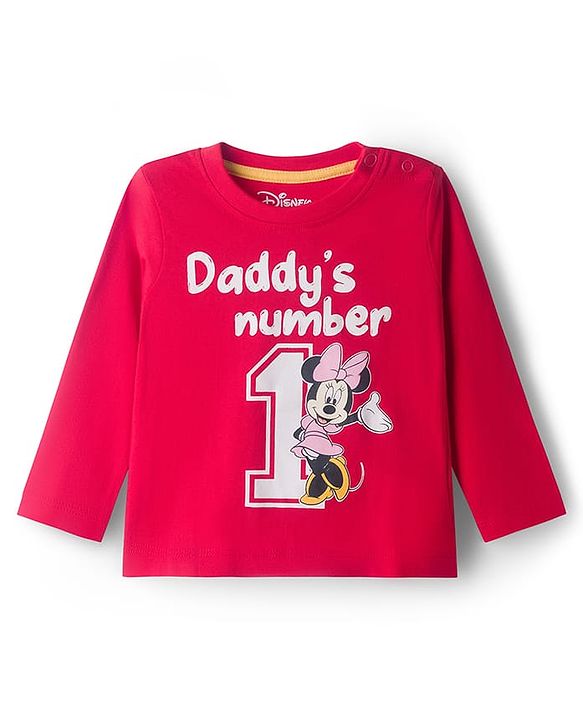 Babyhug Disney Single Jersey Knit Full Sleeves Night Suit With Minnie Mouse Graphics Pack Of 2 - Red & Navy Blue
